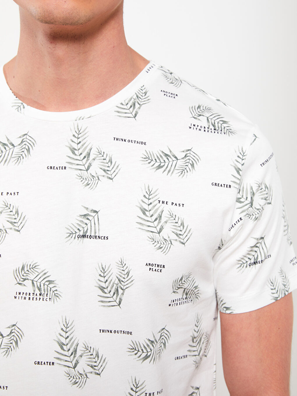 XSIDE Rundhalsausschnitt Kurzarm Bedrucktes T-Shirt aus gekämmter Baumwolle für Herren -W27796Z8-R5B