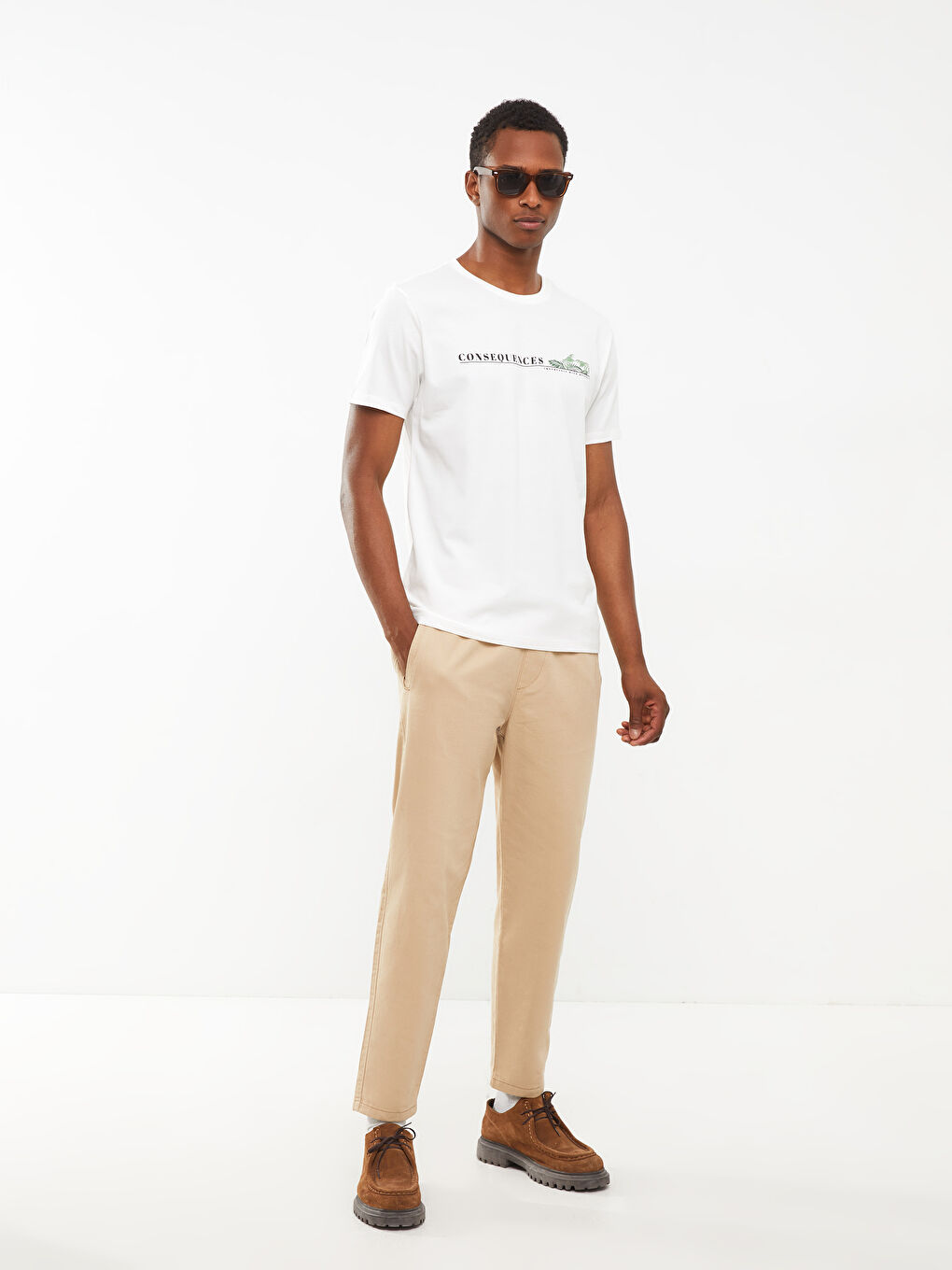 Rundhalsausschnitt Kurzarm Bedrucktes T-Shirt aus gekämmter Baumwolle für Herren-2