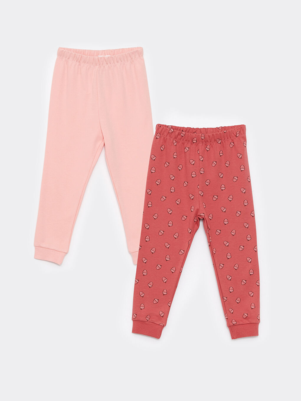 LCW baby Mat Pembe Beli Lastikli Kız Bebek Pijama Alt 2'li