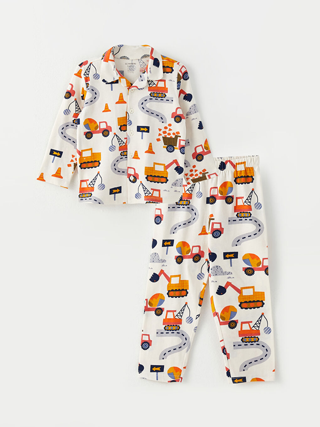 LCW baby Polo Neck Long Sleeve Printed Baby Boys' Pyjama Set -W27803Z1-LRB
