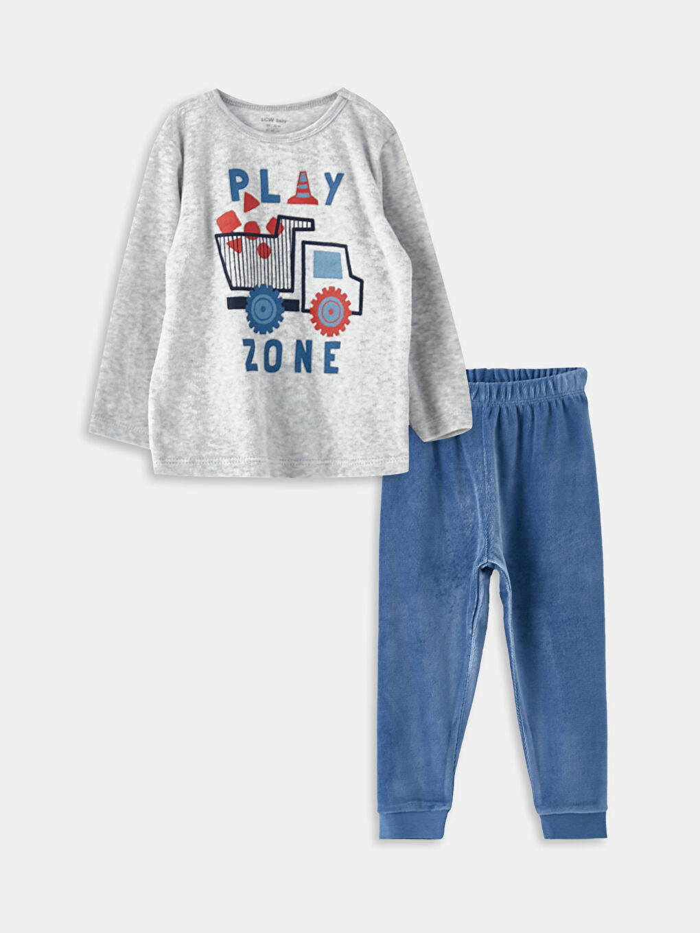 LCW baby Crew Neck Long Sleeve Printed Baby Boy Velvet Pajama Set -W27805Z1-CX8