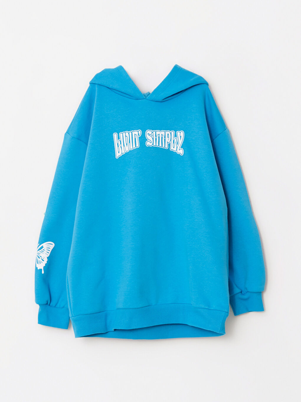 LCW Kids Hooded Printed Long Sleeve Girls' Sweatshirt -W27813Z4-GTX