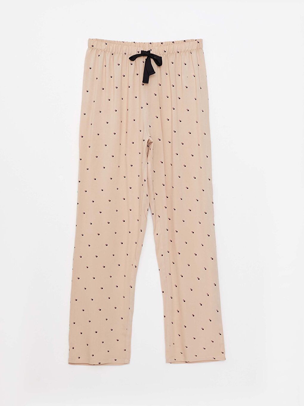 Bej Gömlek Yaka Desenli Uzun Kollu Viskon Kadın Pijama Takımı-7