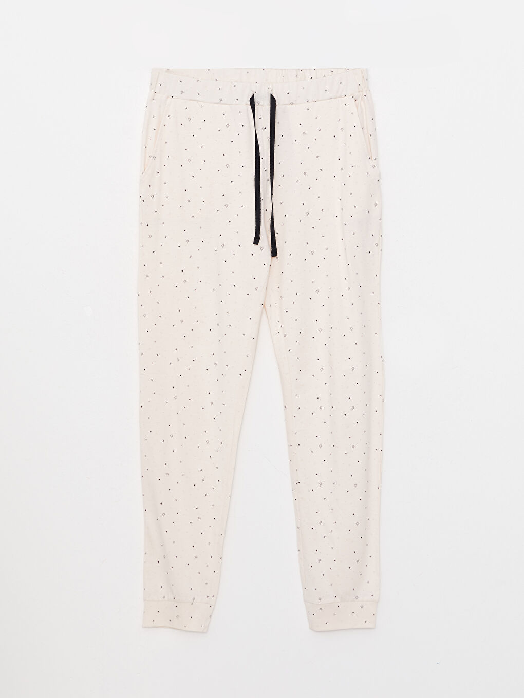 Bej Bisiklet Yaka Mickey Mouse Baskılı Uzun Kollu Pamuklu Kadın Pijama Takımı-7