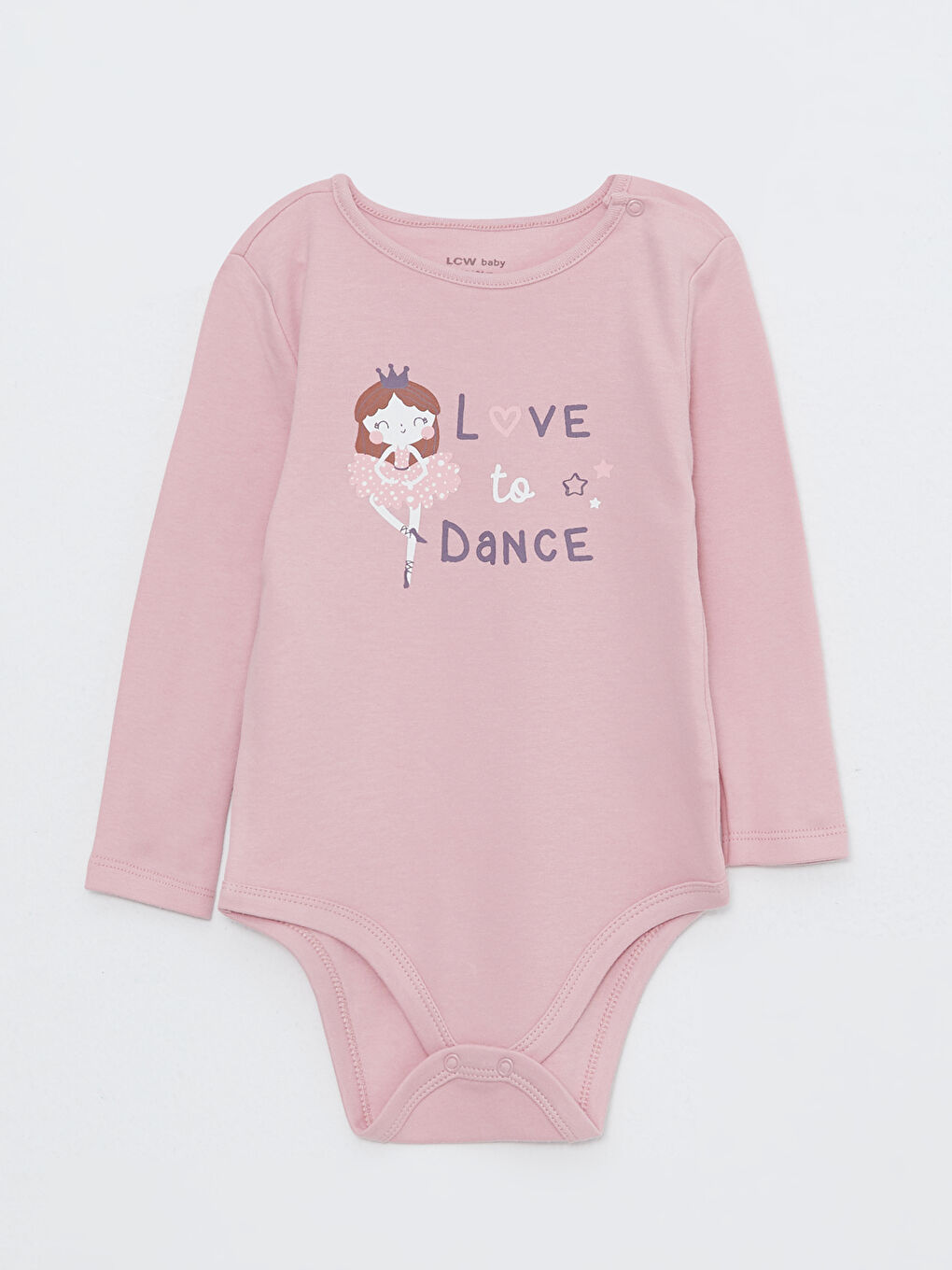 ياقة دائرية كم طويل مطبوع قطن بدلة جسم بنات رضع كباسين 2 قطعة-1