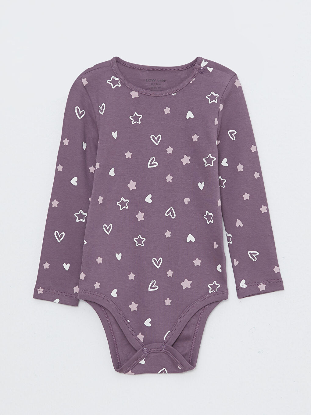 ياقة دائرية كم طويل مطبوع قطن بدلة جسم بنات رضع كباسين 2 قطعة-2