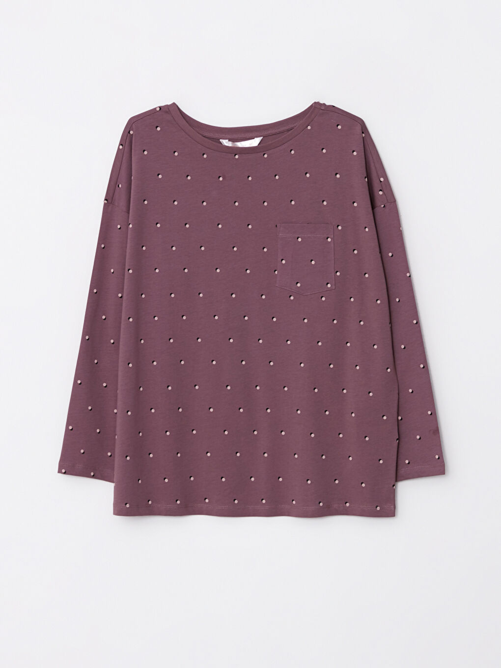 طقم بيجامة قطن كم طويل منقوش بياقة دائرية للسيدات-6