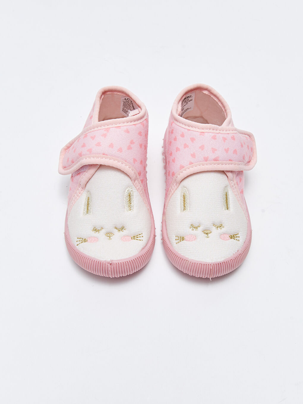 Pembe Nakış Detaylı Cırt Cırtlı Kız Bebek Panduf-2