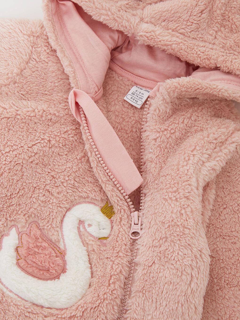 LCW baby Kapuzenoverall Langarm mit Stickerei Detail für Baby Mädchen aus Plüsch -W27849Z1-S1A