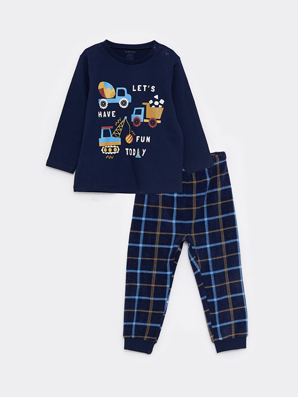 LCW baby Crew Neck Long Sleeve Printed Baby Boy Pajama Set -W27851Z1-JC7