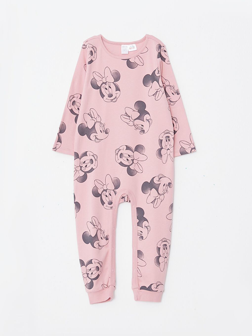 LCW baby Bisiklet Yaka Uzun Kollu Minnie Mouse Baskılı Kız Bebek Tulum 2'li -W27852Z1-LT8