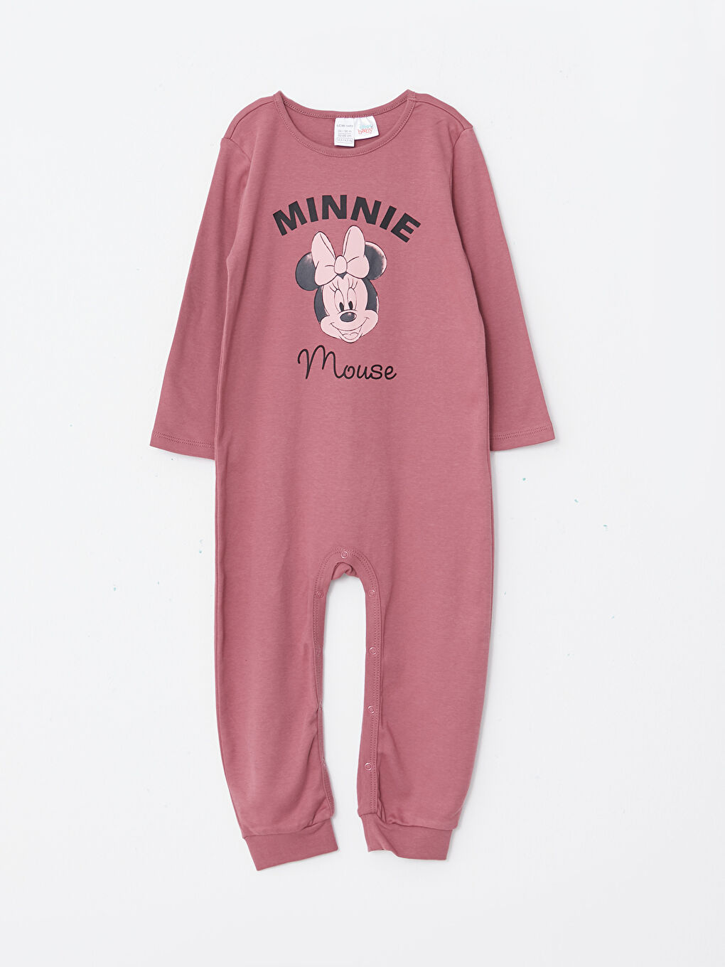 LCW baby Bisiklet Yaka Uzun Kollu Minnie Mouse Baskılı Kız Bebek Tulum 2'li -W27852Z1-LT8