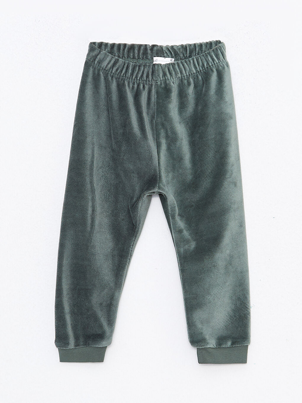 Yeşil Bisiklet Yaka Uzun Kollu Baskılı Erkek Bebek Kadife Pijama Takımı-2