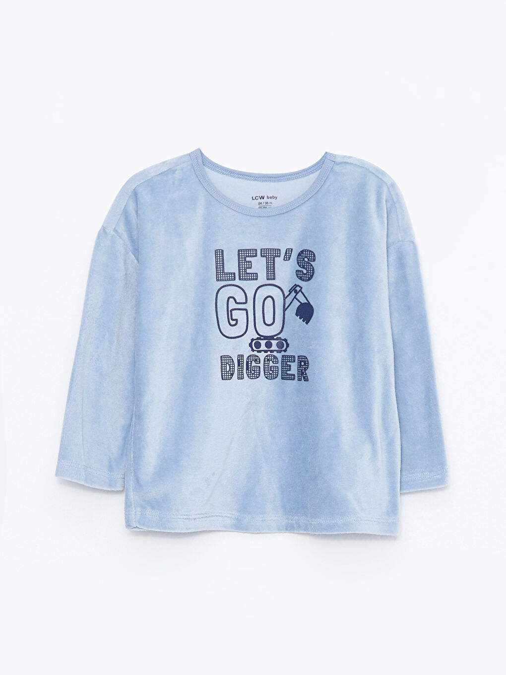 Set de pijama din catifea pentru bebeluși băieți, cu guler rotund și mânecă lungă, imprimat-1