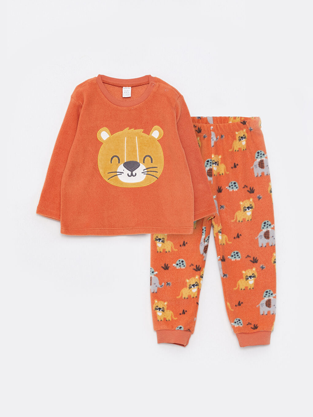 LCW baby Bisiklet Yaka Uzun Kollu Desenli Erkek Bebek Polar Pijama Takım -W27884Z1-RKZ