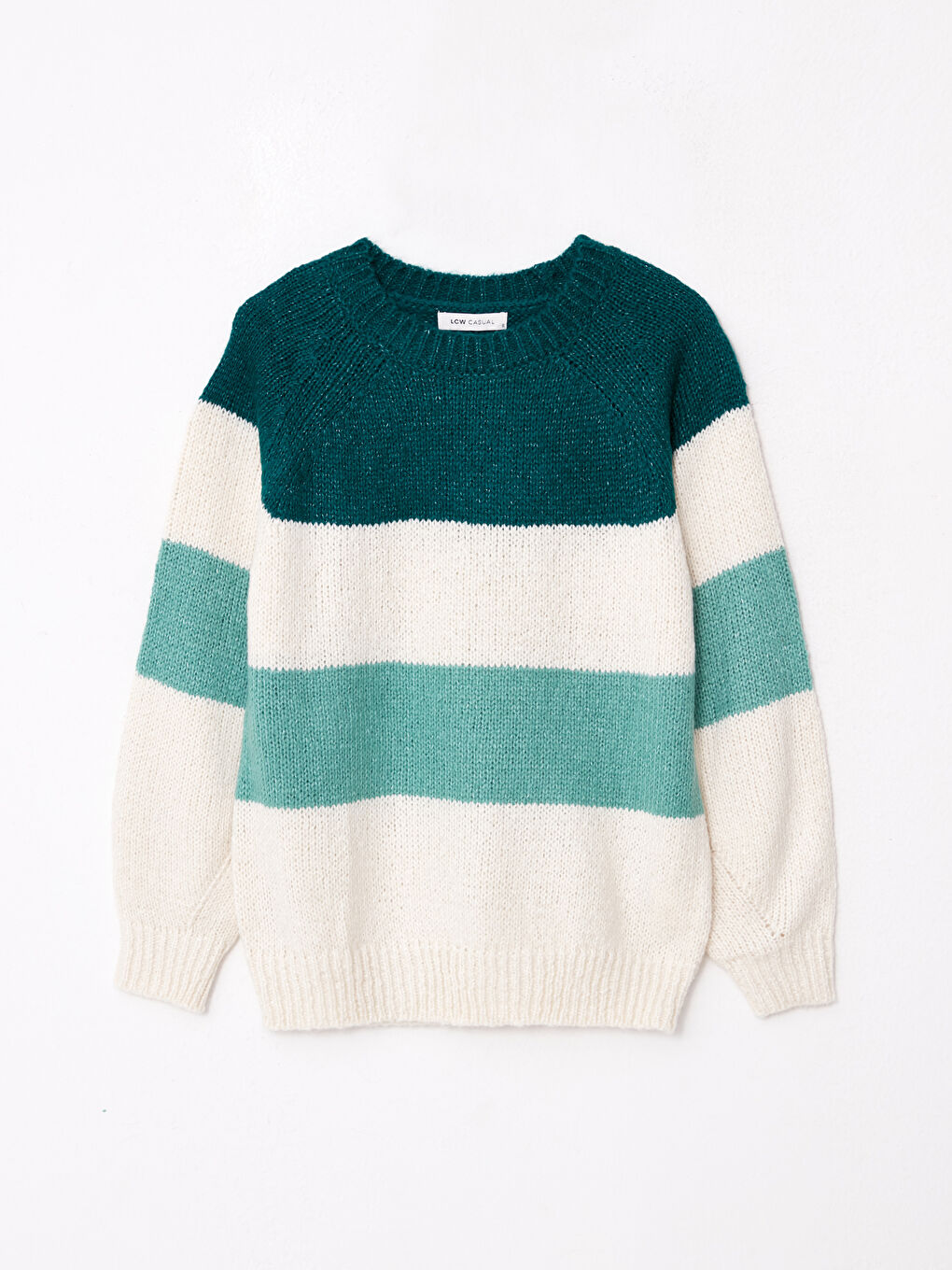 Rundhalsausschnitt Farbblock Langarm Strickpullover für Damen-5