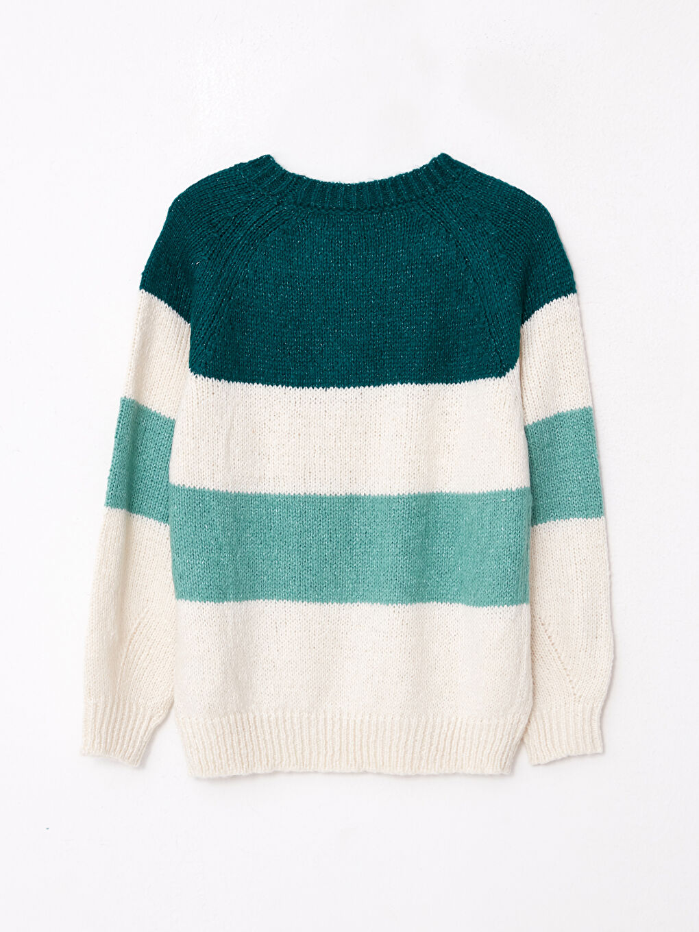 Rundhalsausschnitt Farbblock Langarm Strickpullover für Damen-6