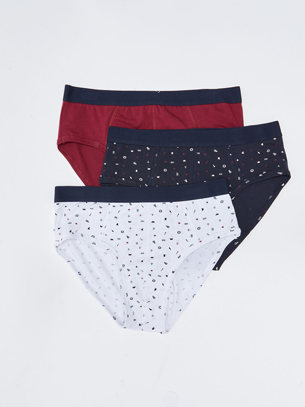 Lacivert Standart Kalıp Pamuklu Esnek Erkek Slip Külot 3'lü