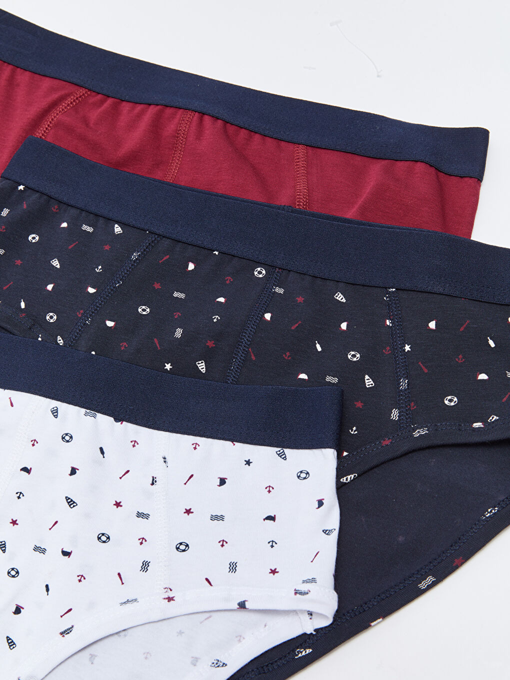 Lacivert Standart Kalıp Pamuklu Esnek Erkek Slip Külot 3'lü-1
