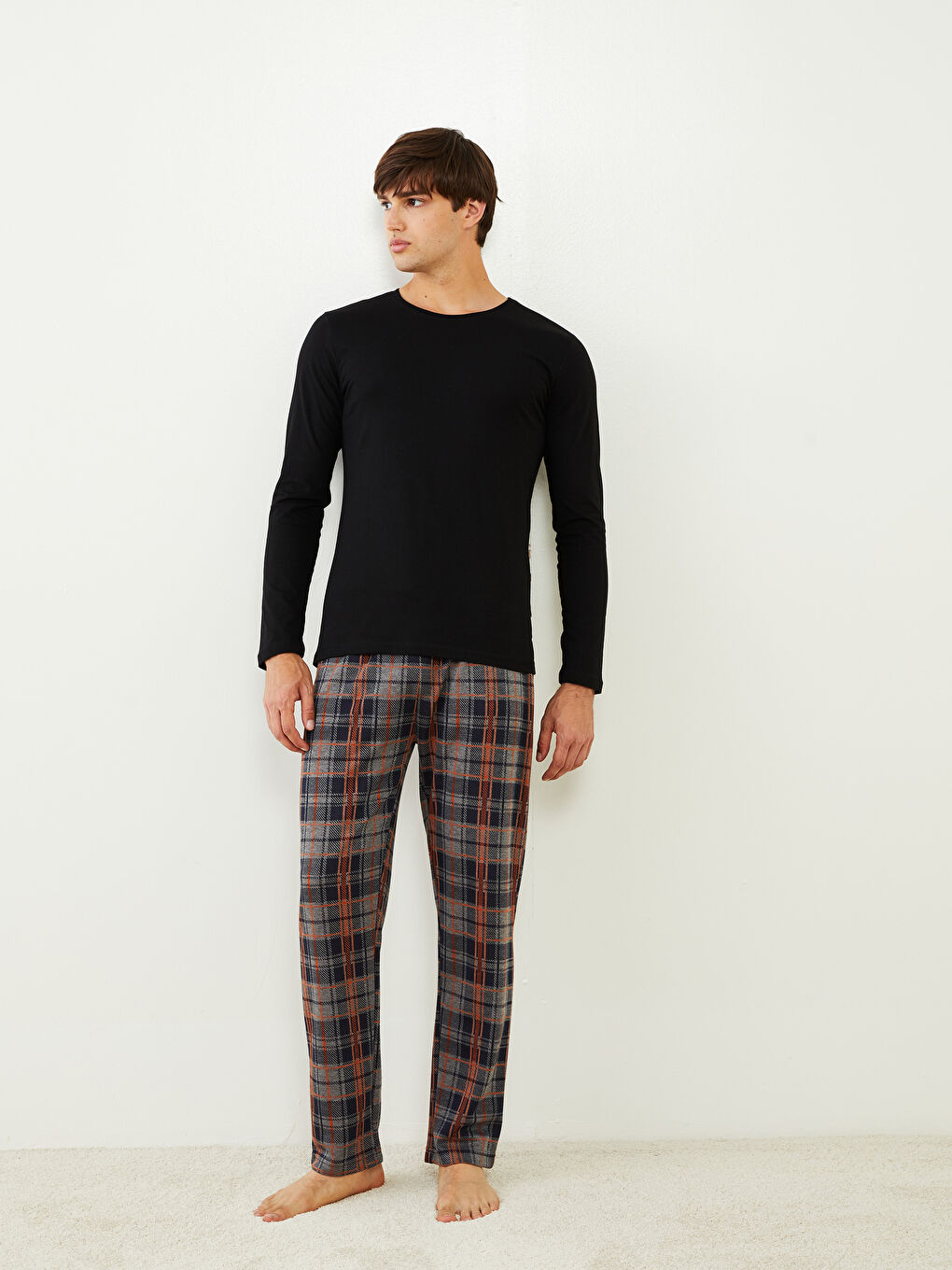 قيعان بيجامة كاروهات عادي للرجال-1