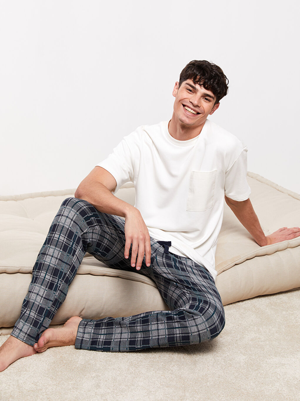 Yeşil Standart Kalıp Ekose Erkek Pijama Alt