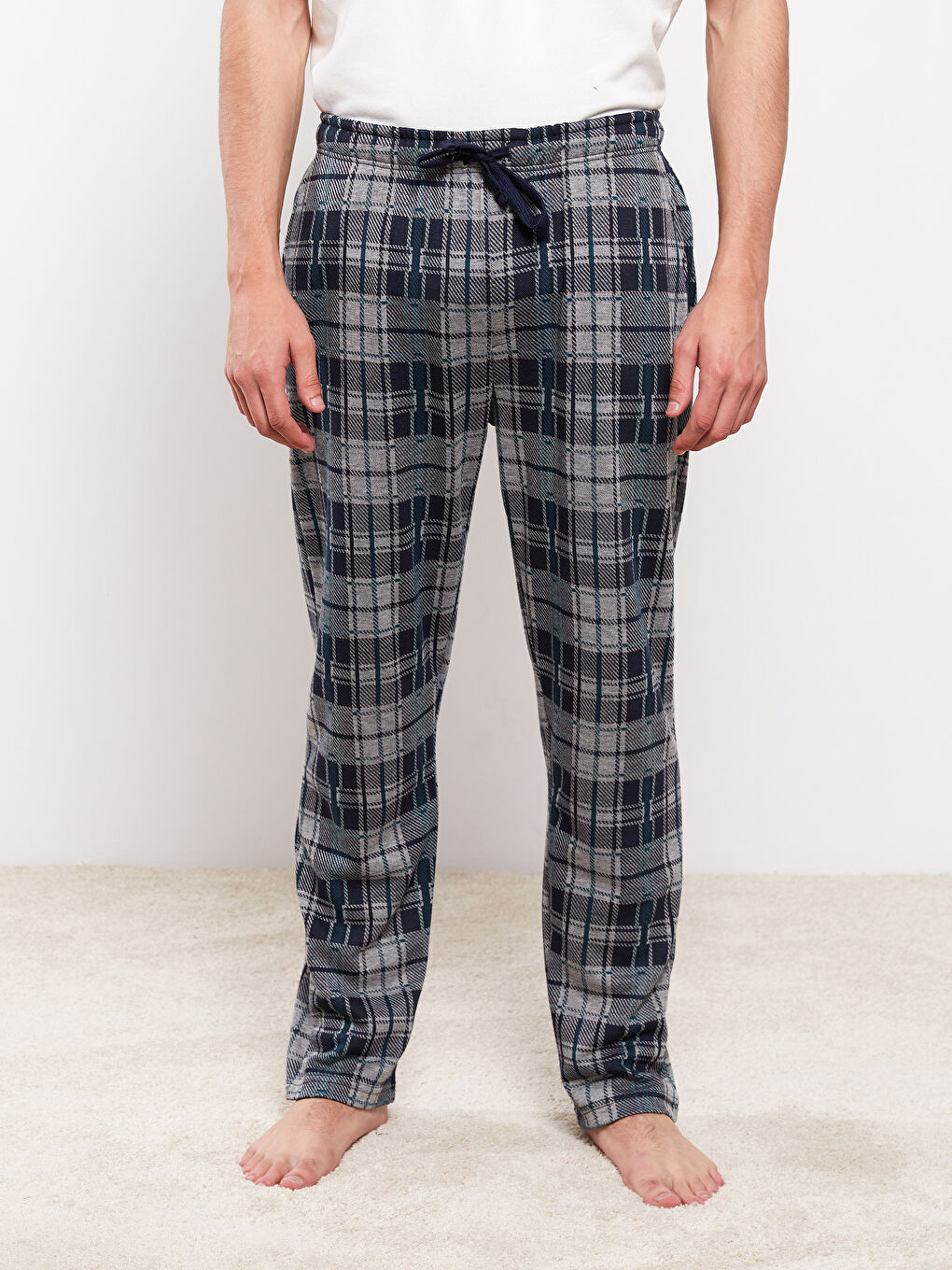 Yeşil Standart Kalıp Ekose Erkek Pijama Alt-2