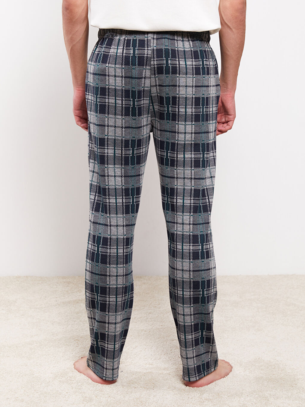 Yeşil Standart Kalıp Ekose Erkek Pijama Alt-3