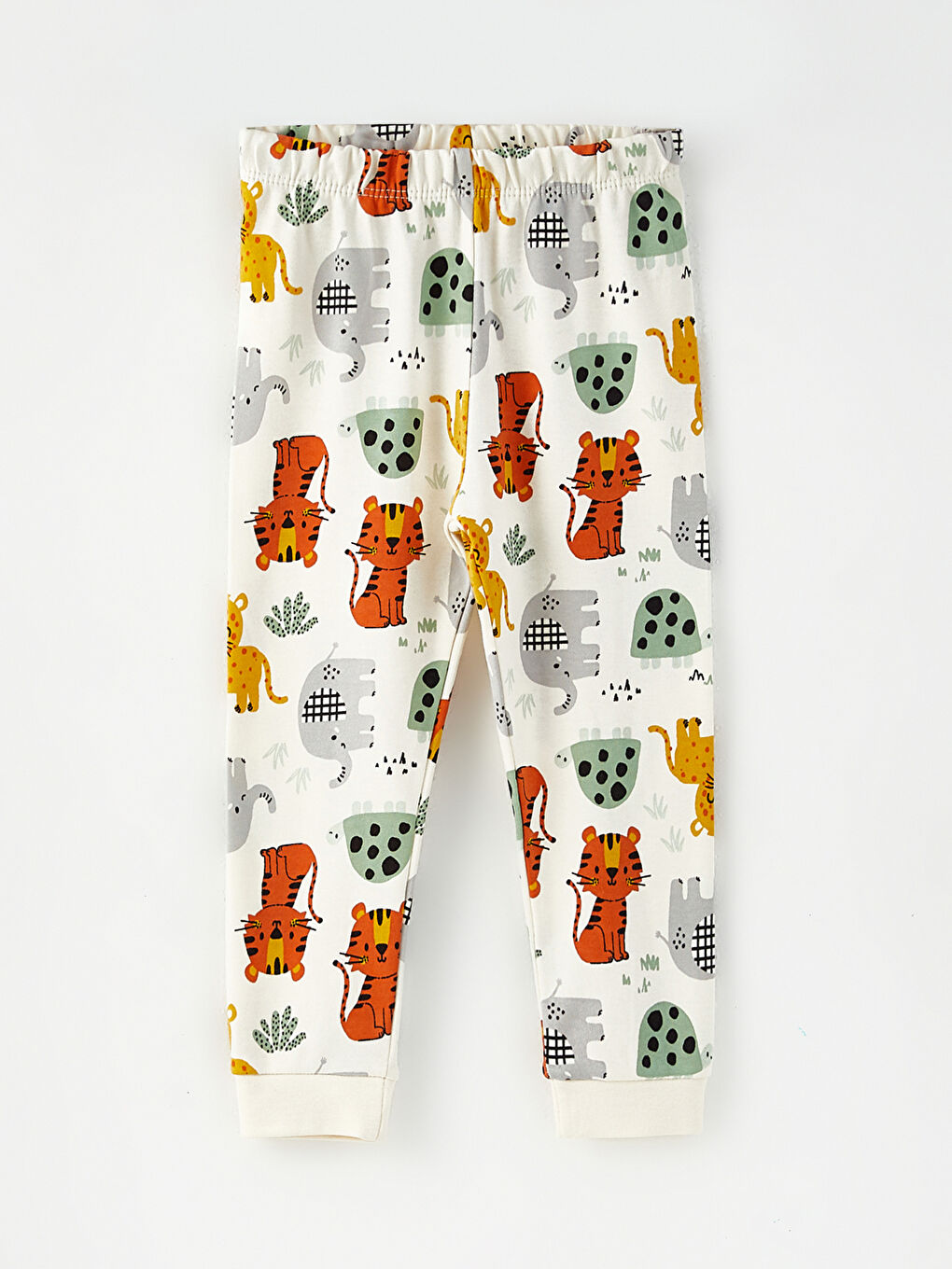 Ekru Bisiklet Yaka Uzun Kollu Baskılı Erkek Bebek Pijama Takım-2