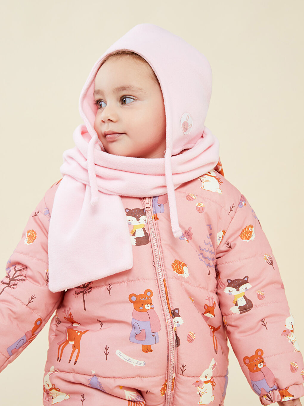 LCW baby Pembe Nakış Detaylı Polar Kız Bebek Bere