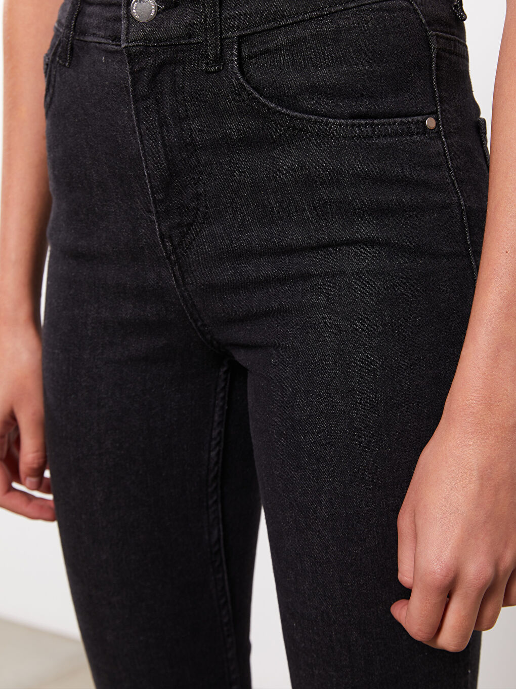 Дънки с висока талия, тънък силует, стандартни джобове, детайлни, за жени, Rodeo деним-2