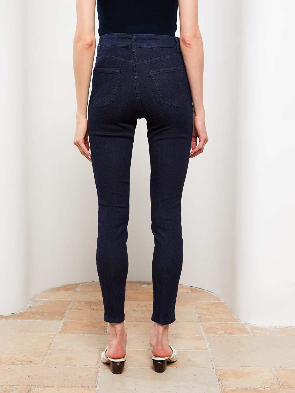 LCW ECO Koyu Rodeo Yüksek Bel Mercury Skinny Fit Düz Cep Detaylı Kadın Jean Pantolon - 4