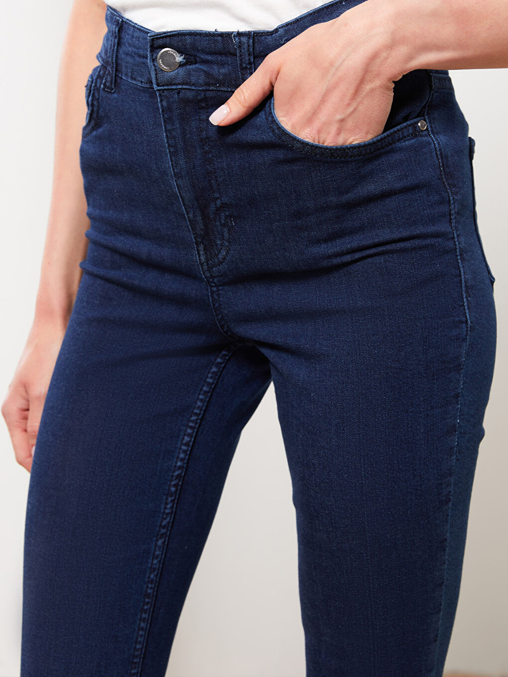 LCW ECO Orta İndigo Rodeo Yüksek Bel Mercury Skinny Fit Düz Cep Detaylı Kadın Jean Pantolon - 2