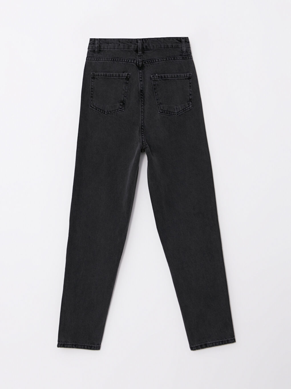 Antrasit Yüksek Bel Mom Fit Düz Cep Detaylı Kadın Rodeo Jean Pantolon-6