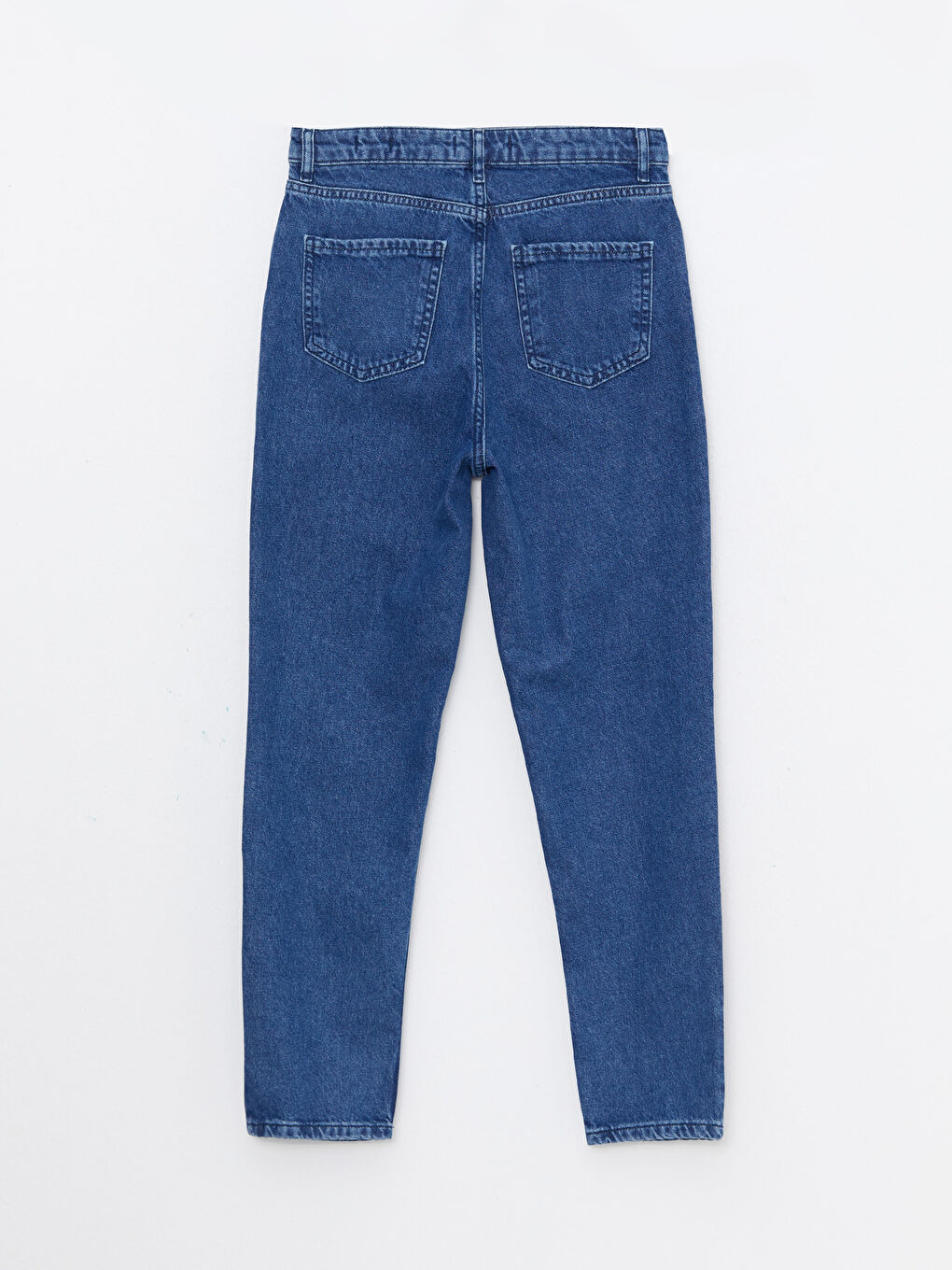 Kadın Yüksek Bel Mom Fit Düz Jean Pantolon-6