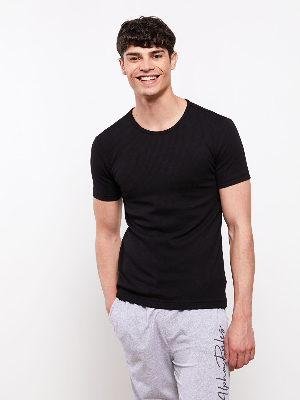 Crew Neck Short Sleeve Thermal Men's Vest -W27925Z8-RQN