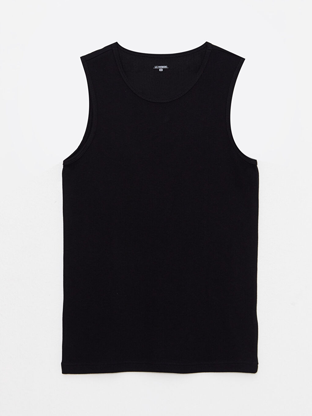 Siyah Bisiklet Yaka Kolsuz Pamuklu Erkek Atlet-4