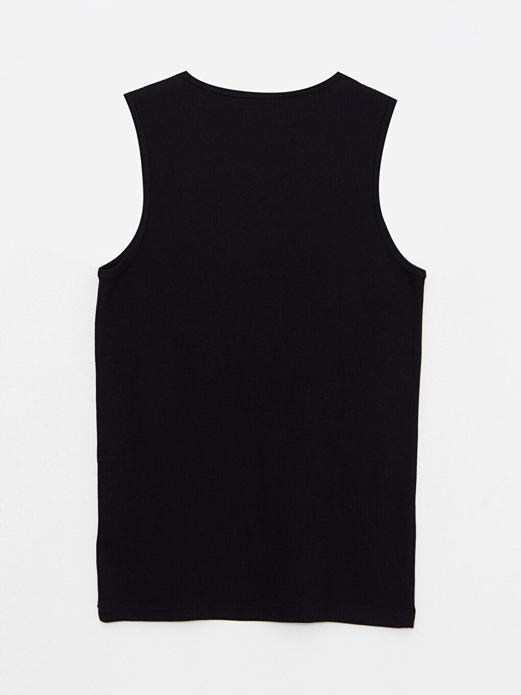 Siyah Bisiklet Yaka Kolsuz Pamuklu Erkek Atlet-5