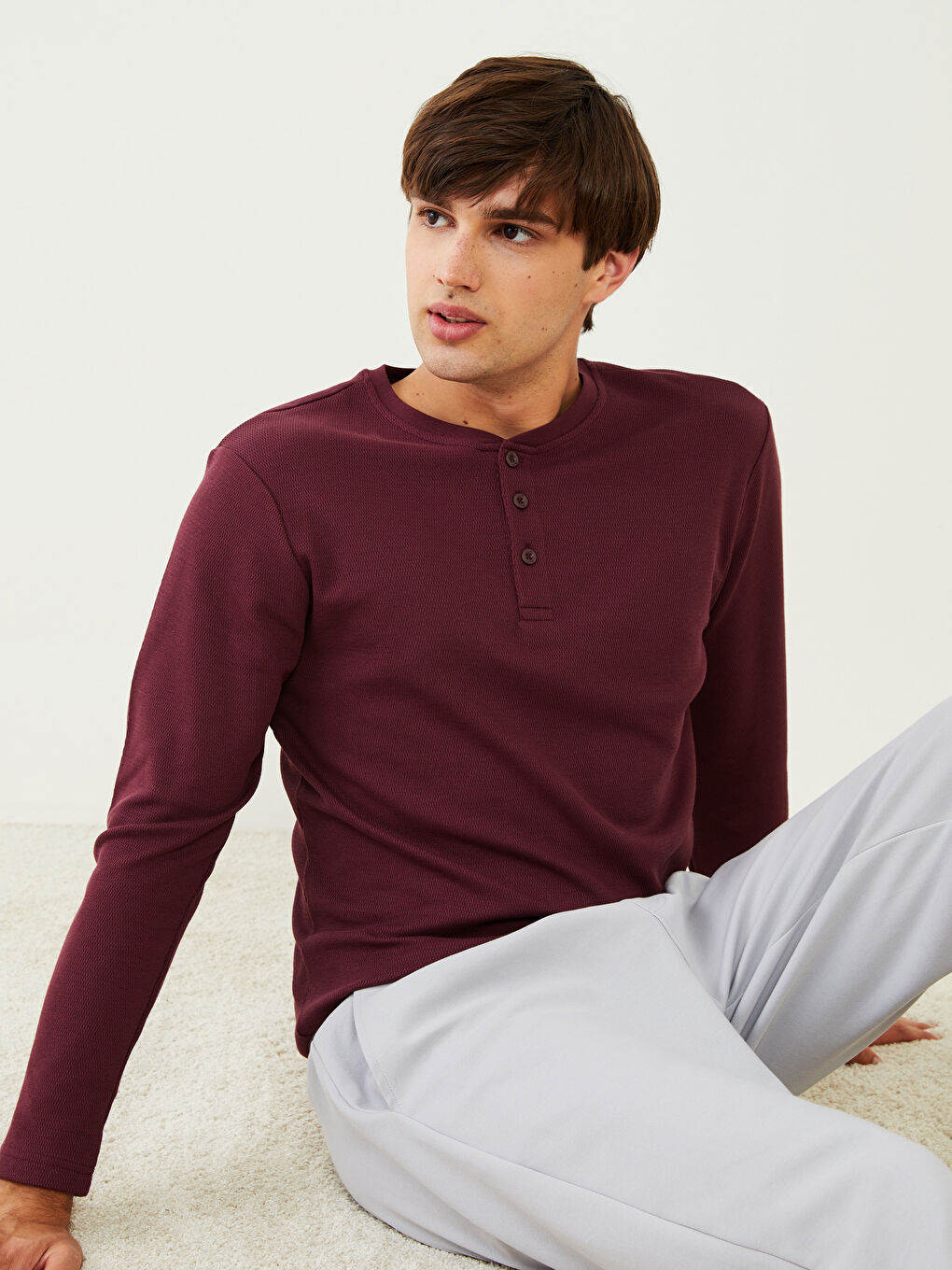 LC WAIKIKI Crew Neck Long Sleeve Men's Pyjama Top -W27929Z8-HEN