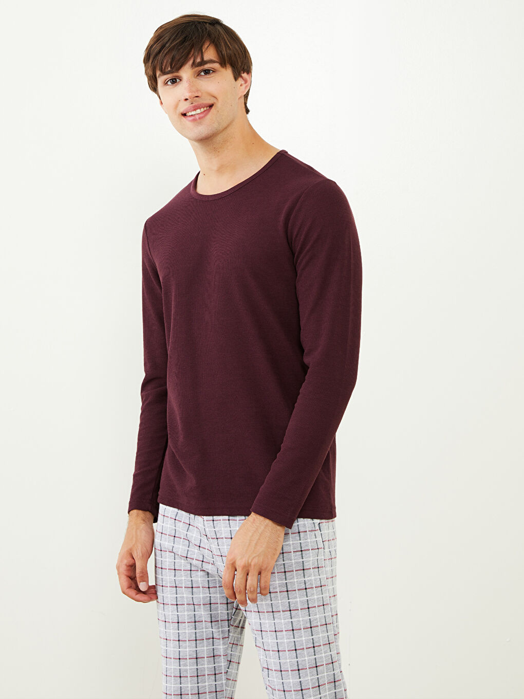 LC WAIKIKI Crew Neck Long Sleeve Men's Pyjama Top -W27930Z8-HEN
