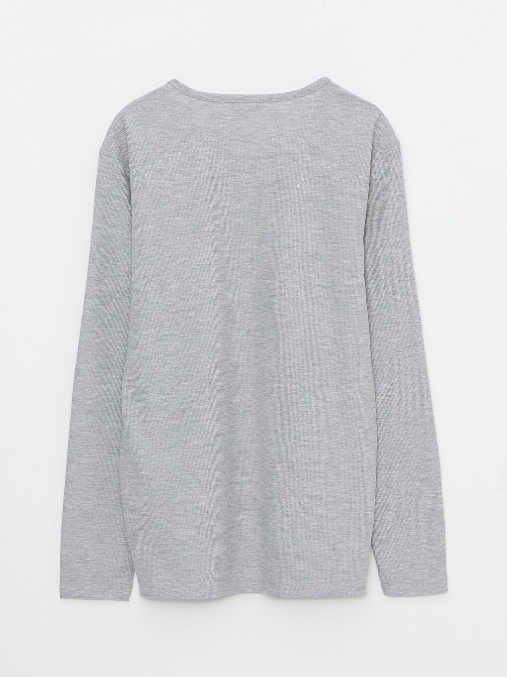 Gri Bisiklet Yaka Uzun Kollu Erkek Pijama Üst-6