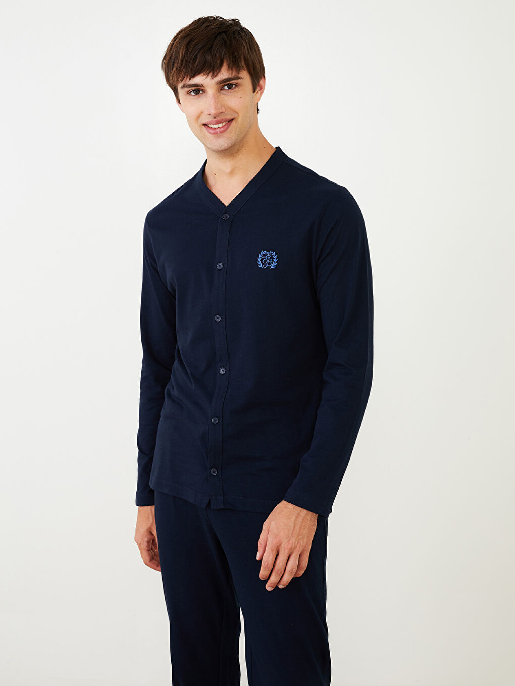 Lacivert Standart Kalıp Erkek Pijama Takımı-2