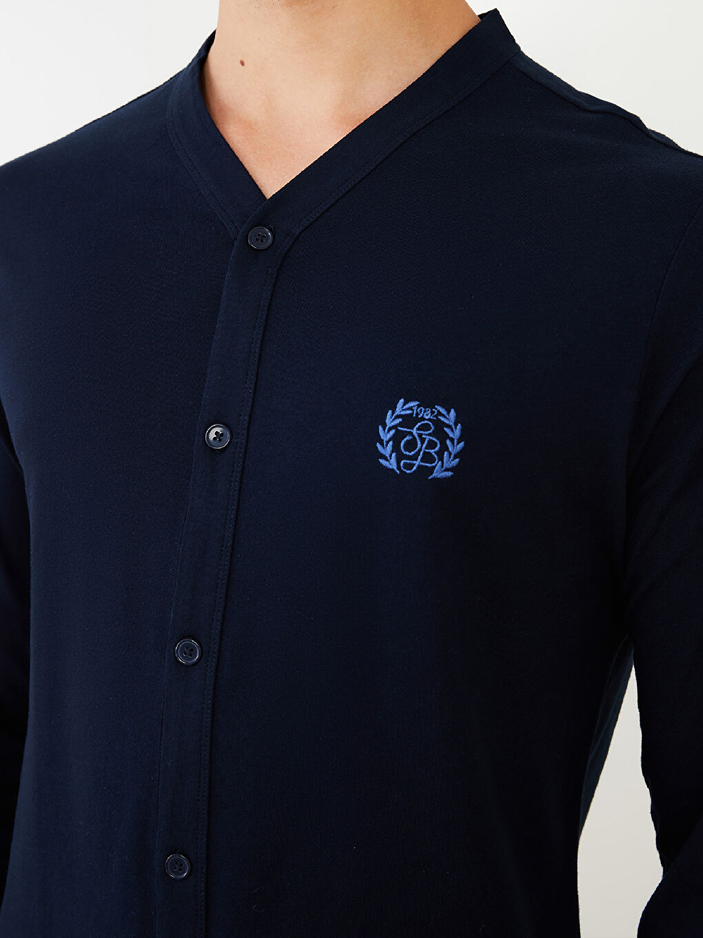 Lacivert Standart Kalıp Erkek Pijama Takımı-3