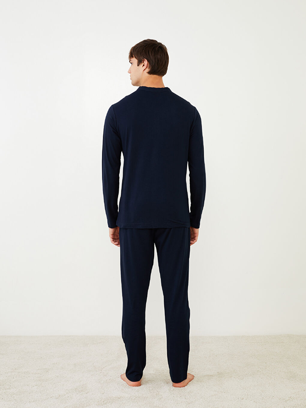Lacivert Standart Kalıp Erkek Pijama Takımı-4