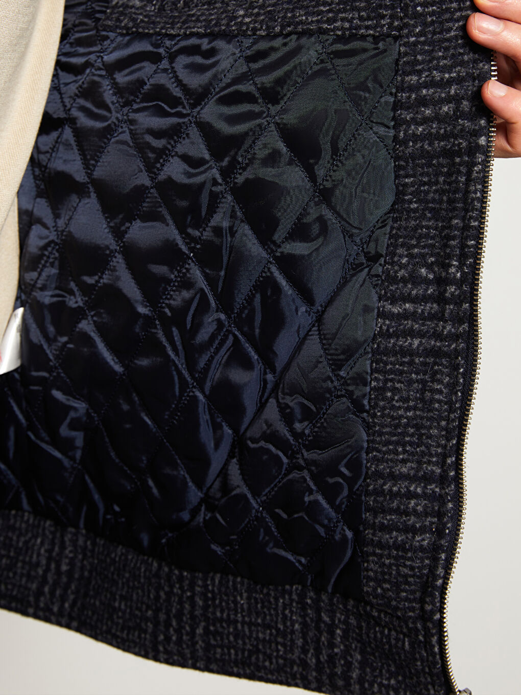 Lacivert Slim fit Gömlek Yaka Erkek Kaşe Kaban-2