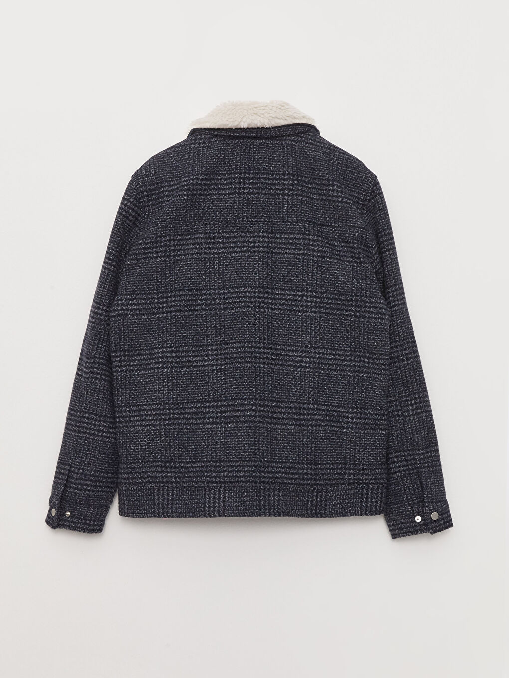 Lacivert Slim fit Gömlek Yaka Erkek Kaşe Kaban-6