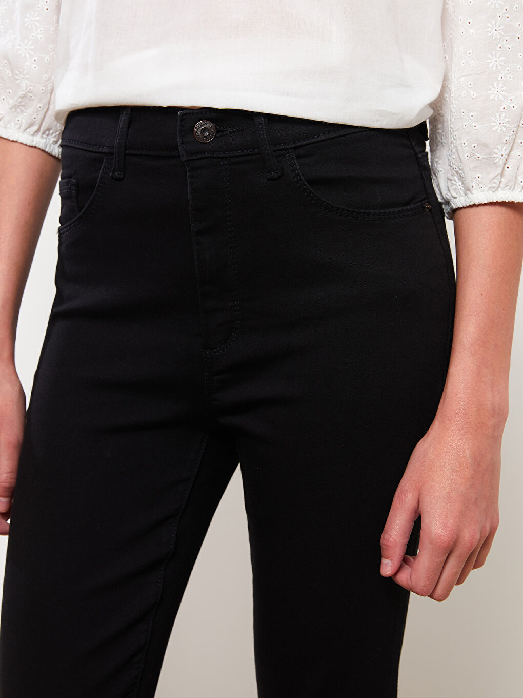 Siyah Kadın Slim Fit Düz Jean Pantolon-2