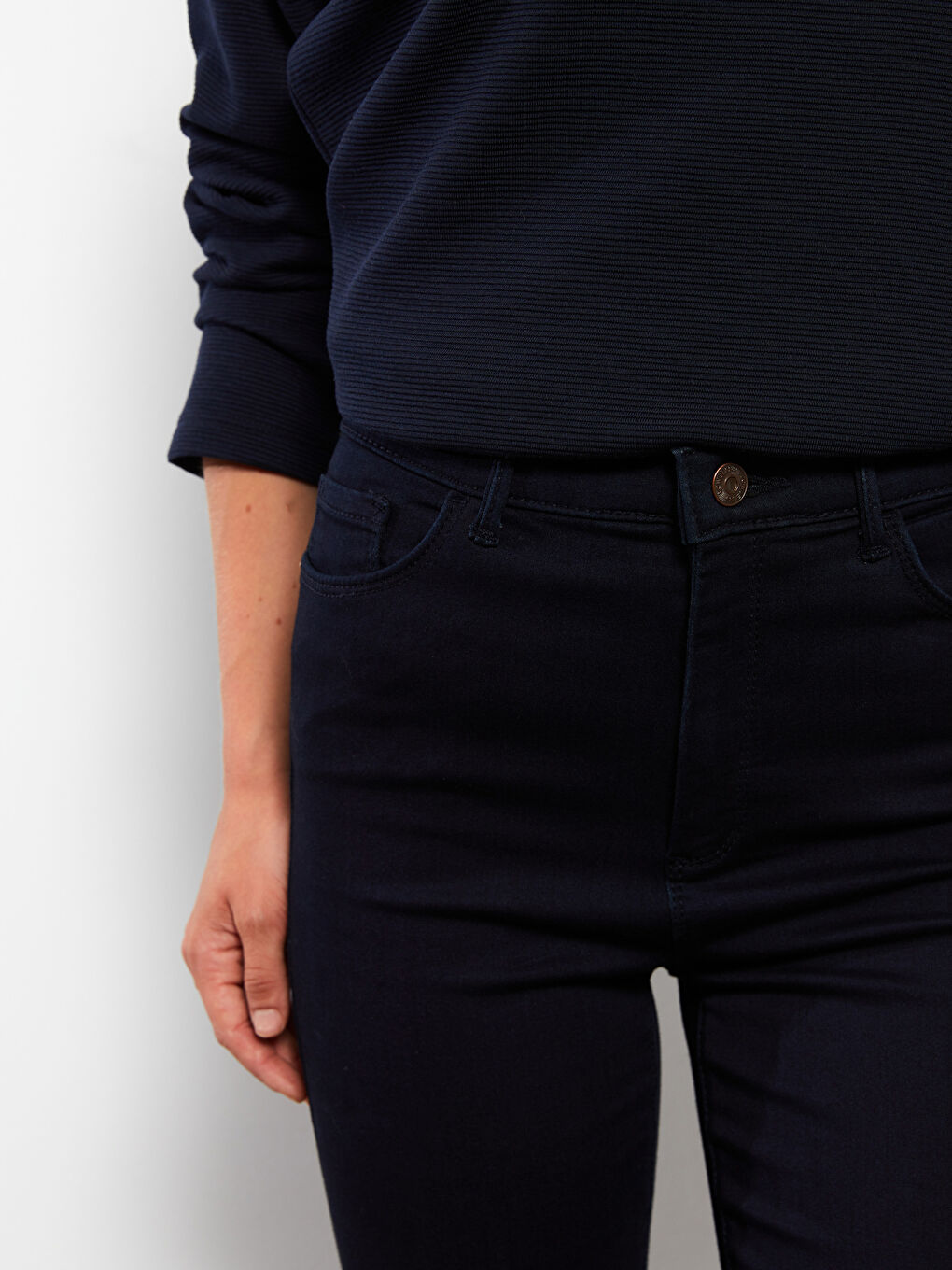 әйелдерге арналған тар пішімдегі деним джинс шалбар-3