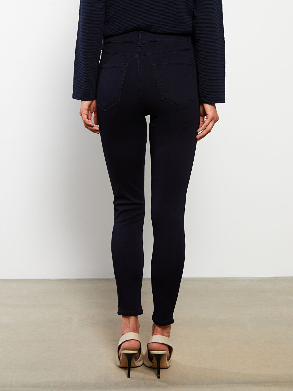 әйелдерге арналған тар пішімдегі деним джинс шалбар-4