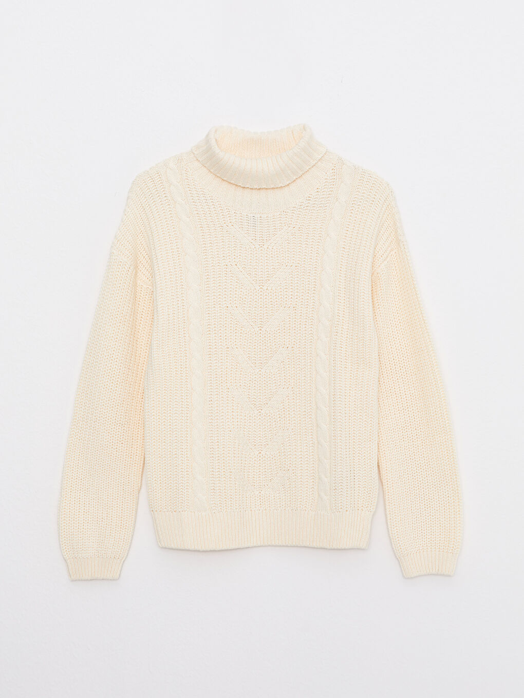 Turtleneck Knit Patterned Long Sleeve Girls' Knitwear Sweater