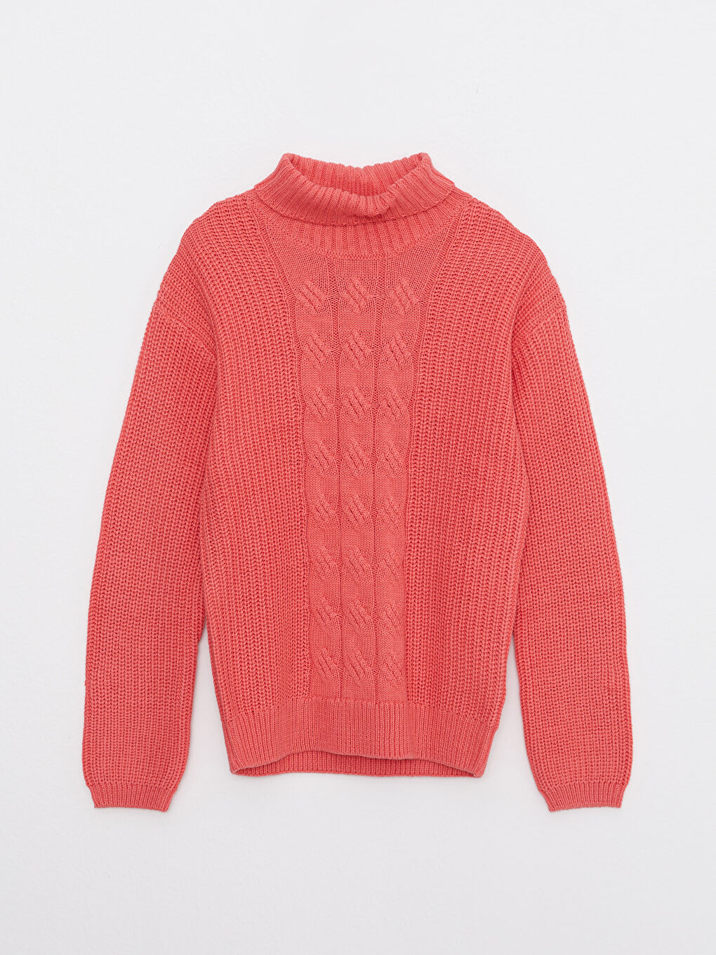 Turtleneck Knit Patterned Long Sleeve Girls' Knitwear Sweater